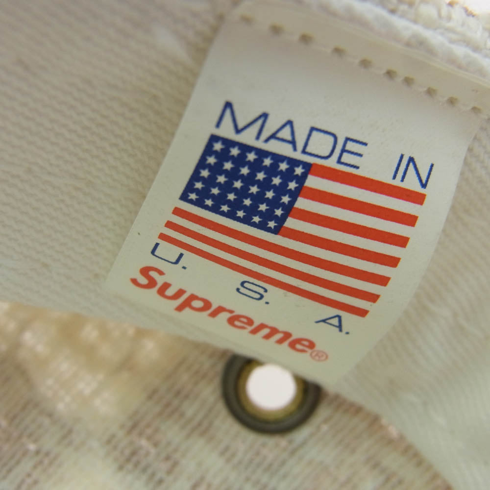 Supreme シュプリーム 19SS Checkerboard Boucle Camp Cap チェック柄 ボックスロゴ キャンプキャップ 帽子 ブラウン系 オフホワイト系【極上美品】【中古】