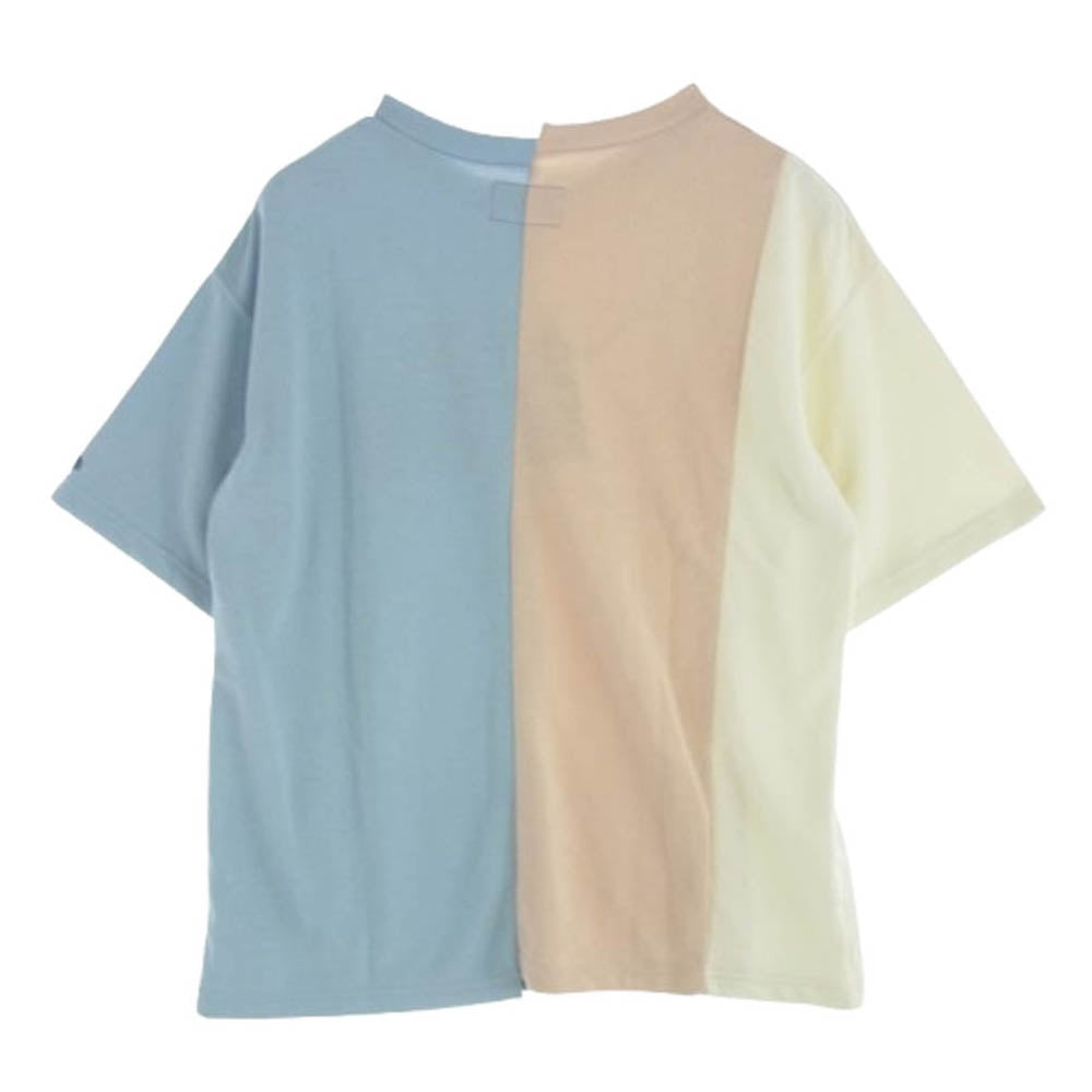 THE NORTH FACE ノースフェイス NT3916N PURPLE LABEL パープルレーベル Asymmetry Logo Tee アシンメトリーロゴ ドッキング Tシャツ 半袖カットソー ピンク系 ライトブルー系 S【新古品】【未使用】【中古】