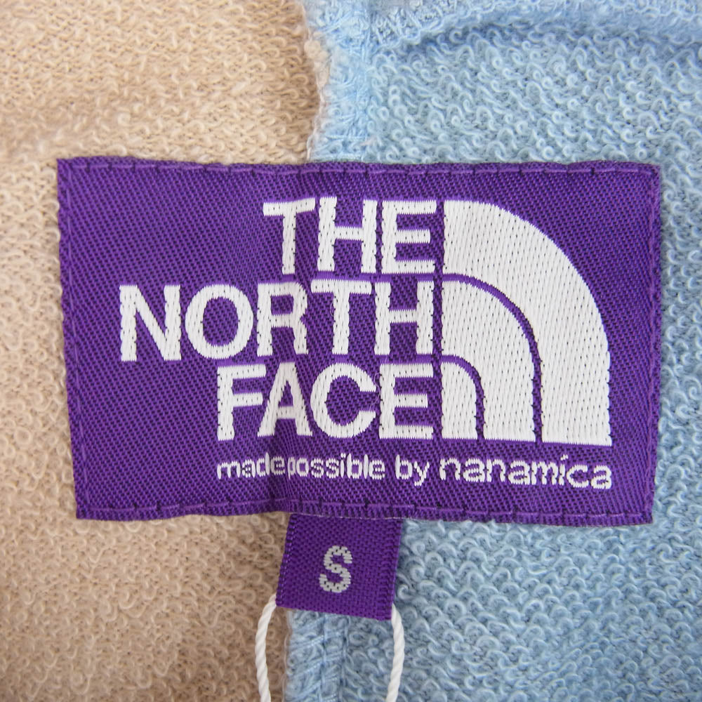 THE NORTH FACE ノースフェイス NT3916N PURPLE LABEL パープルレーベル Asymmetry Logo Tee アシンメトリーロゴ ドッキング Tシャツ 半袖カットソー ピンク系 ライトブルー系 S【新古品】【未使用】【中古】
