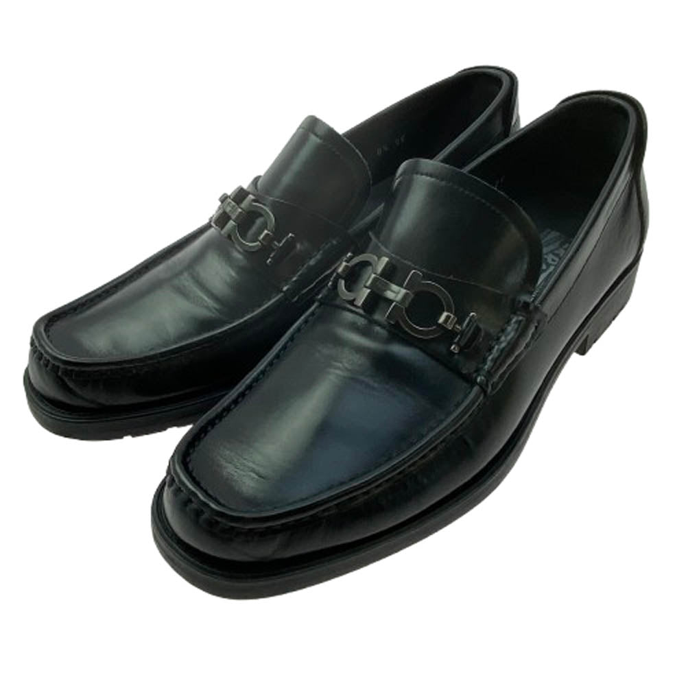 Salvatore Ferragamo サルヴァトーレフェラガモ 76627 ガンチーニ レザー ローファー ブラック系 8.5【中古】