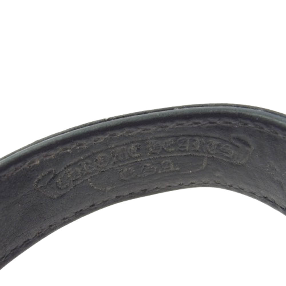 CHROME HEARTS クロムハーツ（原本無） 3BTN 2SNP クロスボール 3ボタン2スナップ レザー ブレスレット ブラック系 シルバー系【中古】