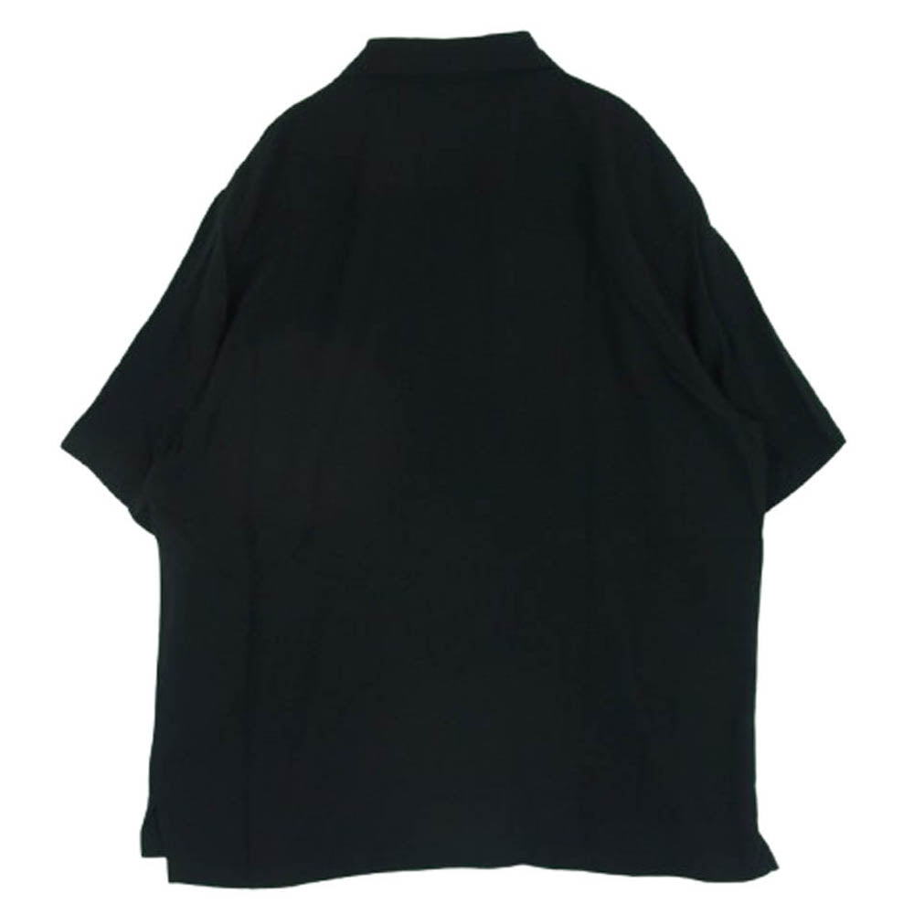 KUON クオン 115SH111800 Sashiko Camp Collar Shirt  刺し子 オープンカラー レーヨン 半袖 シャツ ブラック系 M【極上美品】【中古】