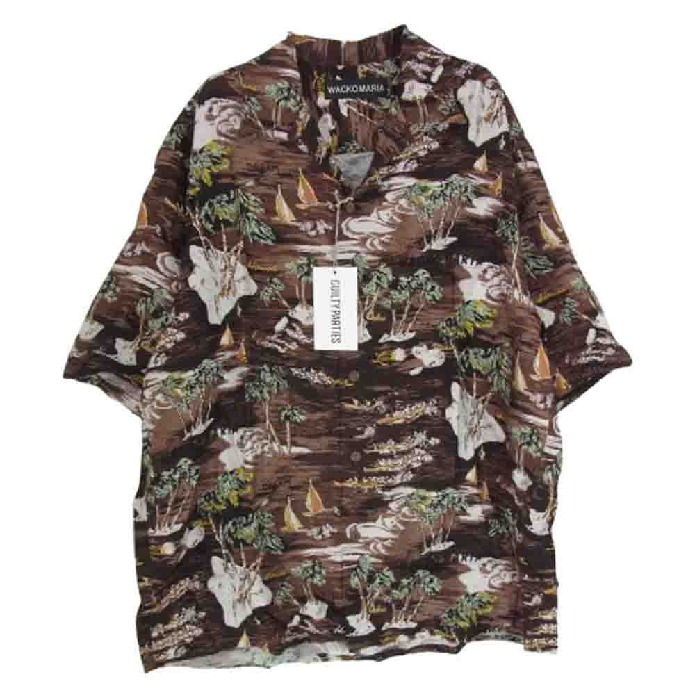 WACKO MARIA ワコマリア 25SS 25SSE-WMS-HI04 HAWAIIAN S/S SHIRT オープンカラー レーヨン ハワイアン 半袖 シャツ ブラウン系 L【極上美品】【中古】