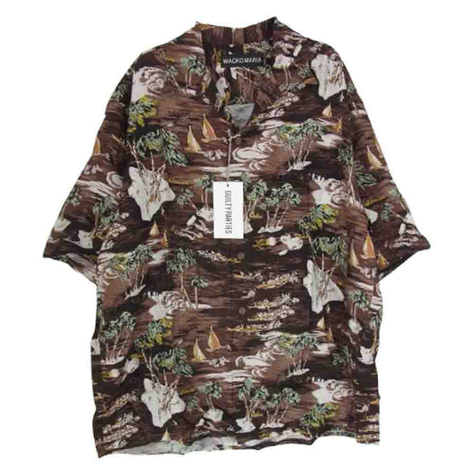 WACKO MARIA ワコマリア 25SS 25SSE-WMS-HI04 HAWAIIAN S/S SHIRT オープンカラー レーヨン ハワイアン 半袖 シャツ ブラウン系 L【極上美品】【中古】