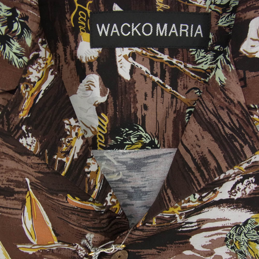 WACKO MARIA ワコマリア 25SS 25SSE-WMS-HI04 HAWAIIAN S/S SHIRT オープンカラー レーヨン ハワイアン 半袖 シャツ ブラウン系 L【極上美品】【中古】