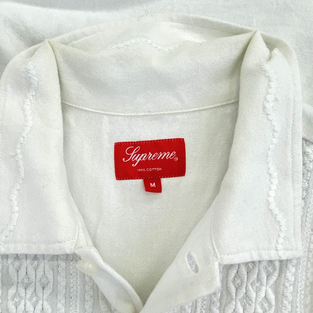 Supreme シュプリーム 20SS Embroidered S/S Shirt エンブロイダリー 刺繍 半袖 シャツ ホワイト系 M【中古】
