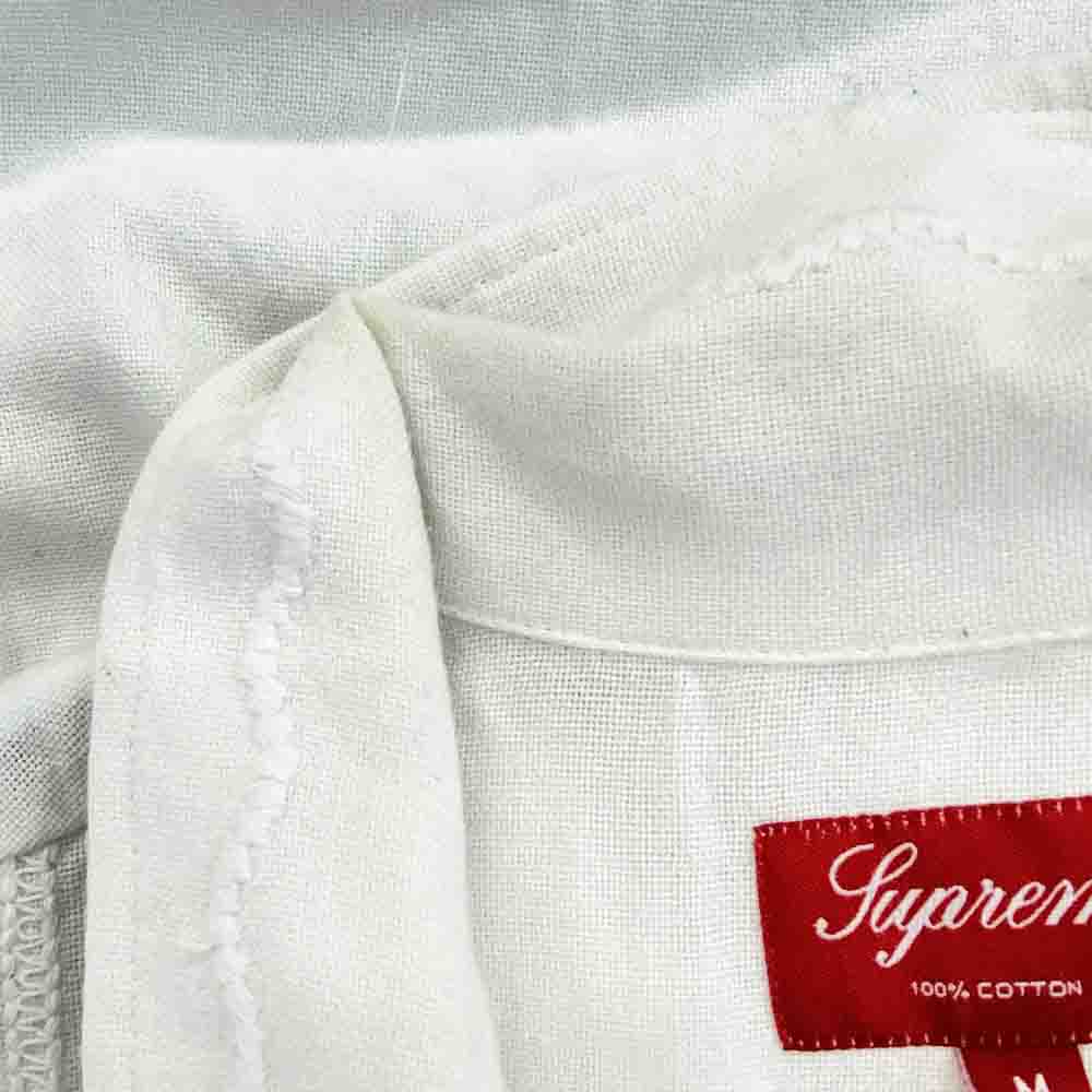 Supreme シュプリーム 20SS Embroidered S/S Shirt エンブロイダリー 刺繍 半袖 シャツ ホワイト系 M【中古】