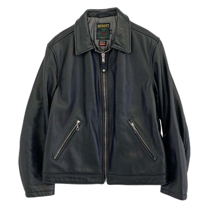 Supreme シュプリーム 17SS J20S7 USA製  Schott ショット leather work jacket レザージャケット ブルゾン シングル ライダース ジャケット ブラック系 M【中古】