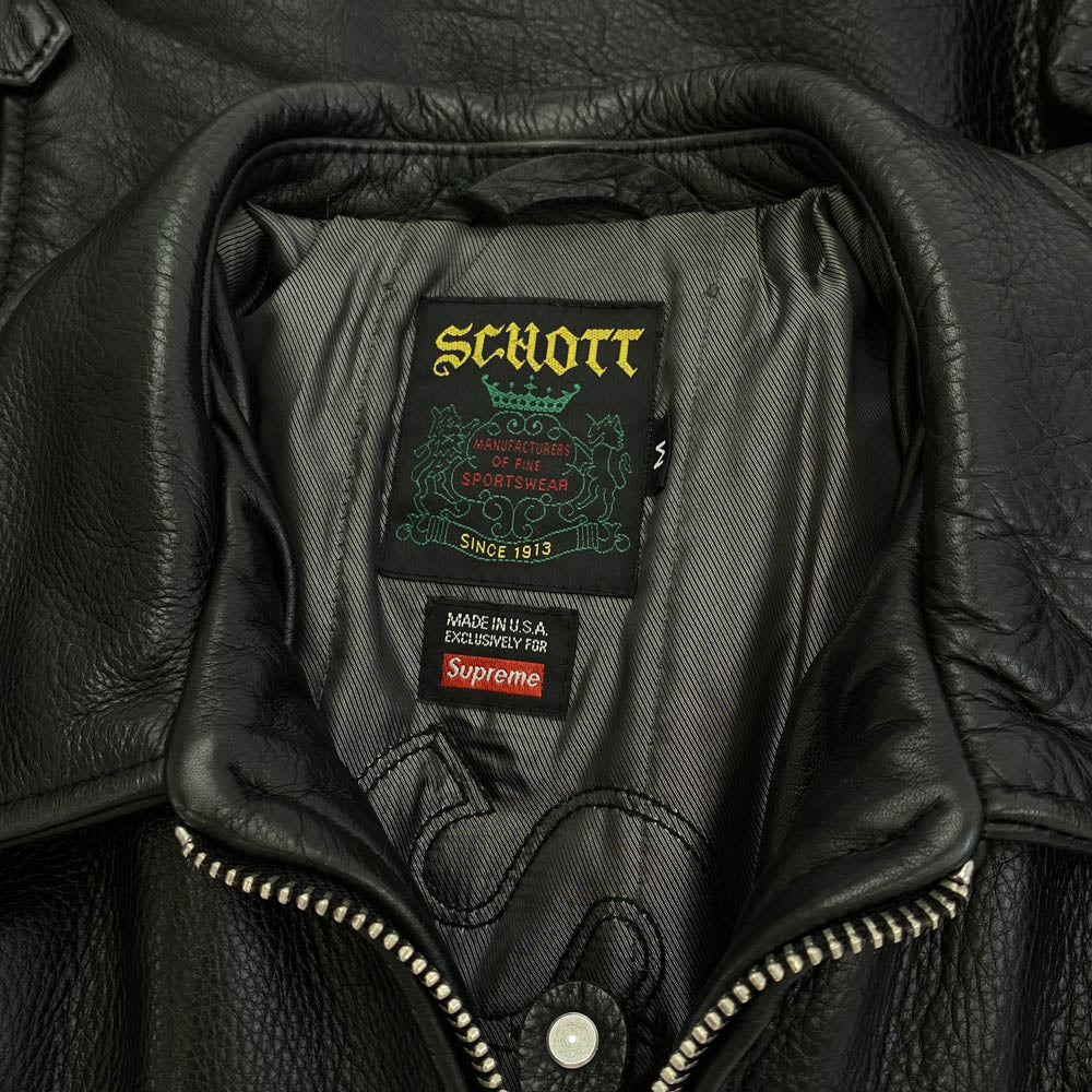 Supreme シュプリーム 17SS J20S7 USA製  Schott ショット leather work jacket レザージャケット ブルゾン シングル ライダース ジャケット ブラック系 M【中古】