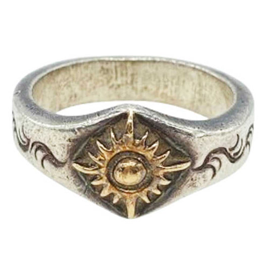 ARIZONA FREEDOM アリゾナフリーダム K18 太陽神付き 唐草 シルバー リング シルバー系 21.5号【中古】