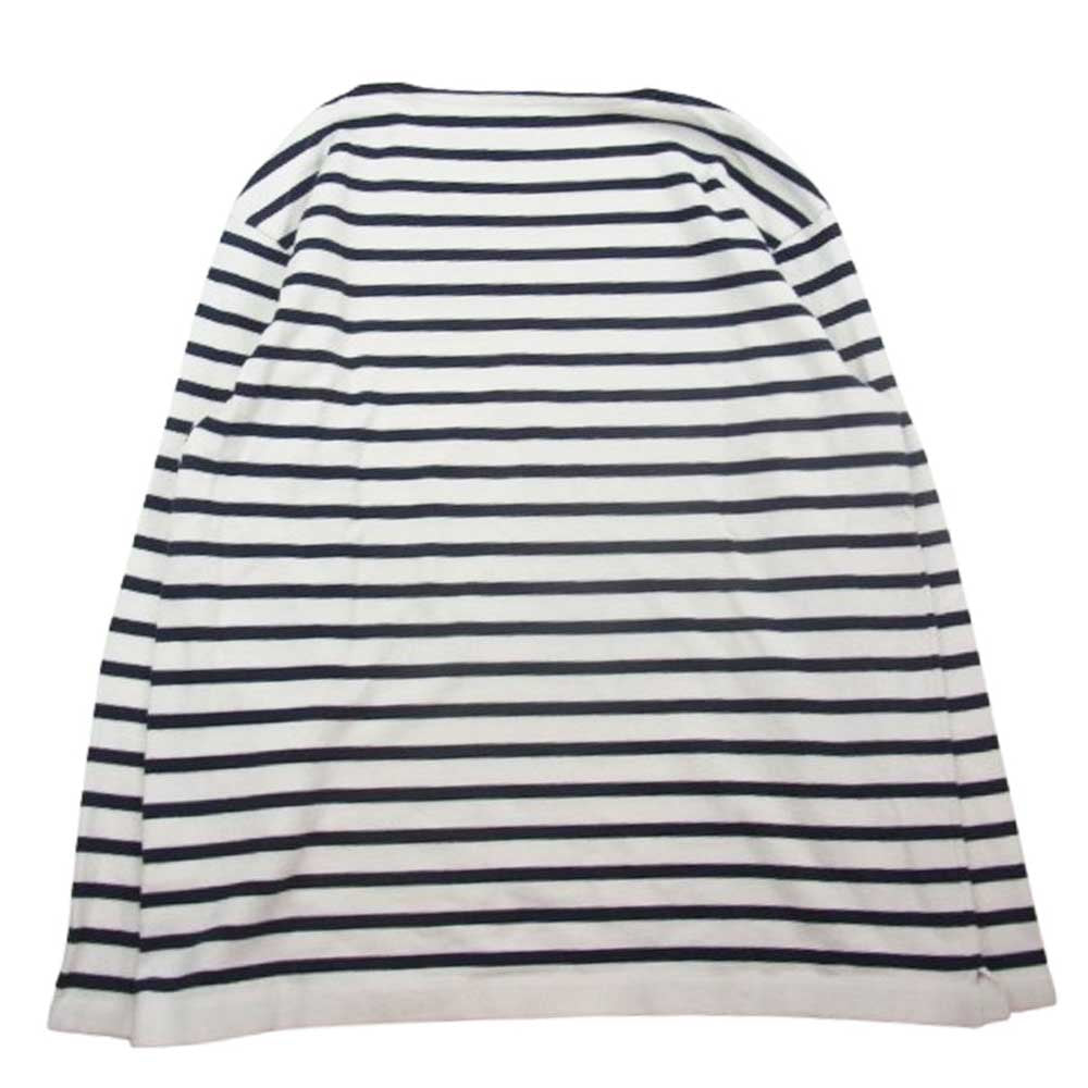 Yonetomi ヨネトミ 95-212-001 NEW BASIC ニューベーシック ウェーブ コットン ボーダー バスクニット 長袖 Tシャツ ホワイト系 4【中古】