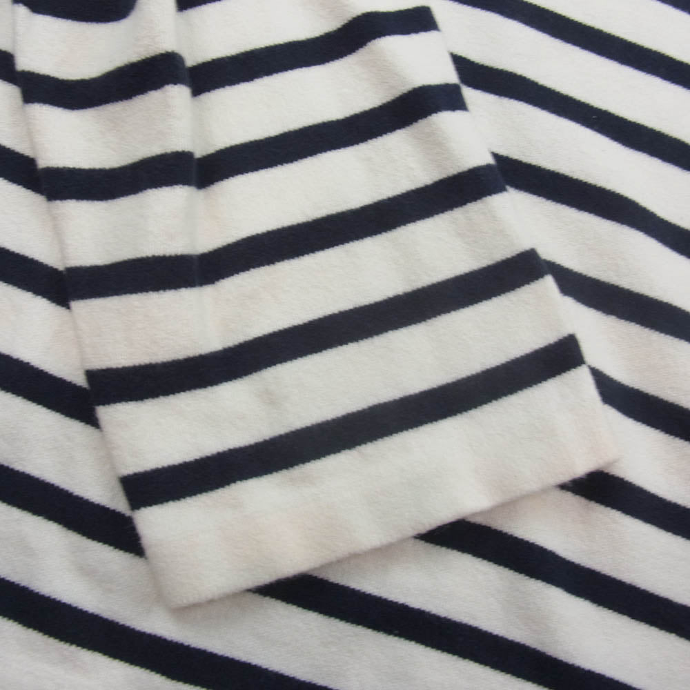 Yonetomi ヨネトミ 95-212-001 NEW BASIC ニューベーシック ウェーブ コットン ボーダー バスクニット 長袖 Tシャツ ホワイト系 4【中古】