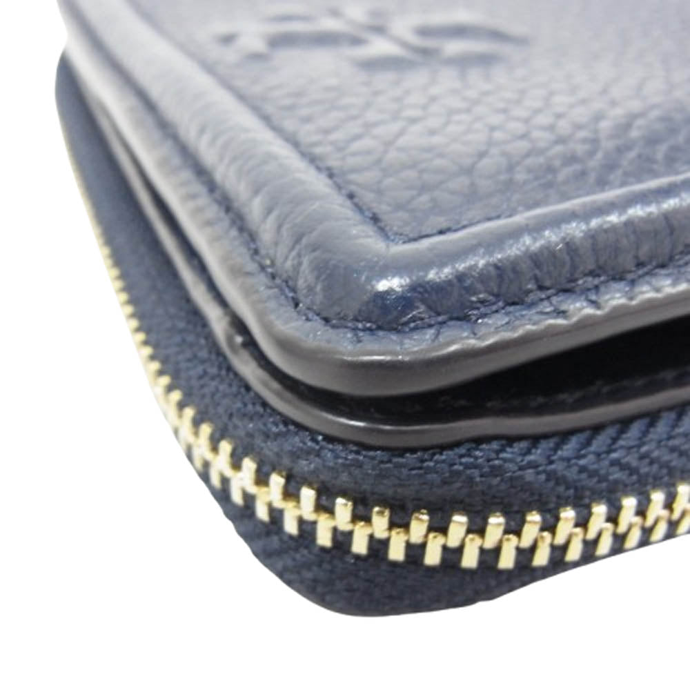 Tory Burch トリーバーチ 2つ折り レザー ジップ ウォレット ネイビー系【中古】