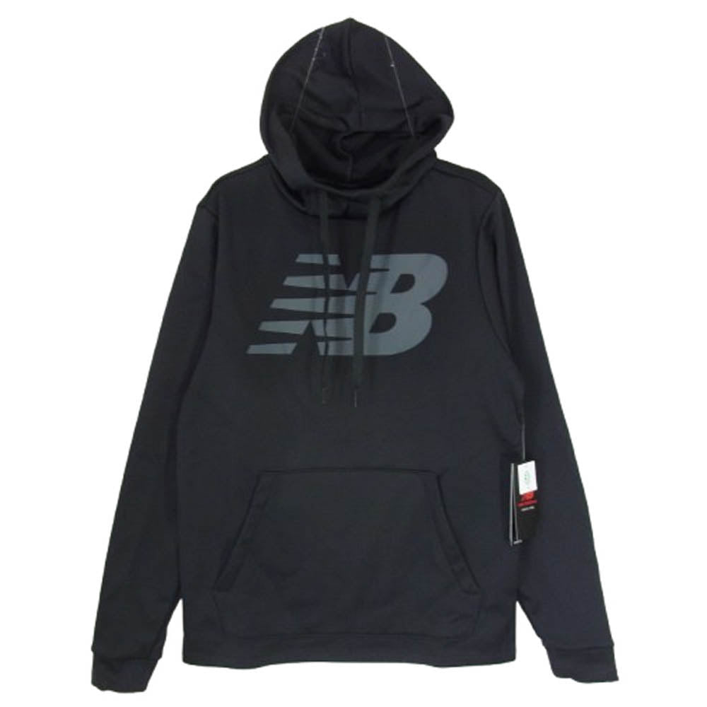 NEW BALANCE ニューバランス MT23021 ロゴプリント フリース プルオーバーパーカー ブラック系 M【新古品】【未使用】【中古】
