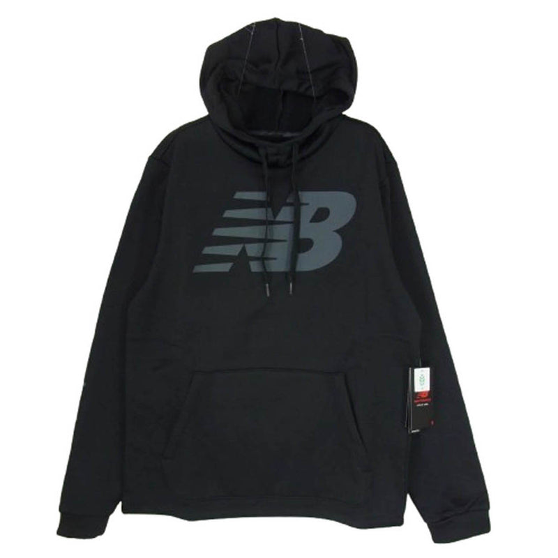 NEW BALANCE ニューバランス MT23021 ロゴプリント フリース プルオーバーパーカー ブラック系 L【新古品】【未使用】【中古】