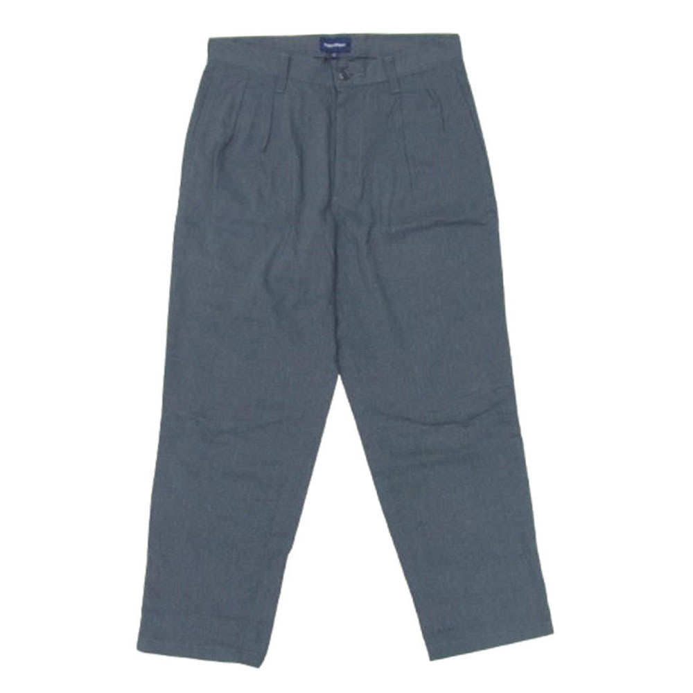 DESCENDANT ディセンダント リネン混 ハウンドトゥース 2タック トラウザー テーパードパンツ グレー系 1【中古】