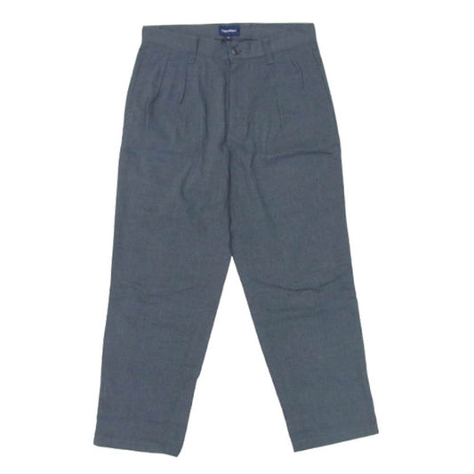 DESCENDANT ディセンダント リネン混 ハウンドトゥース 2タック トラウザー テーパードパンツ グレー系 1【中古】