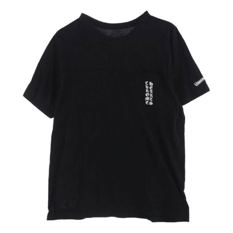 CHROME HEARTS クロムハーツ（原本無） 2024年心斎橋店購入時レシート原本付属 CH T-SHRT LTD 大阪限定 リミテッドエディション ポケット付き スクロールラベルプリント 半袖 クルーネック Tシャツ ブラック系 XL【中古】
