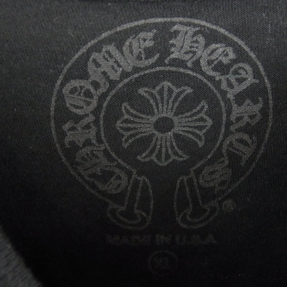CHROME HEARTS クロムハーツ（原本無） 2024年心斎橋店購入時レシート原本付属 CH T-SHRT LTD 大阪限定 リミテッドエディション ポケット付き スクロールラベルプリント 半袖 クルーネック Tシャツ ブラック系 XL【中古】