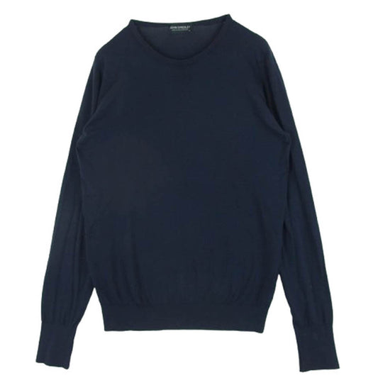 JOHN SMEDLEY ジョンスメドレー 英国製 クルーネック ニット セーター ダークネイビー系 S【中古】