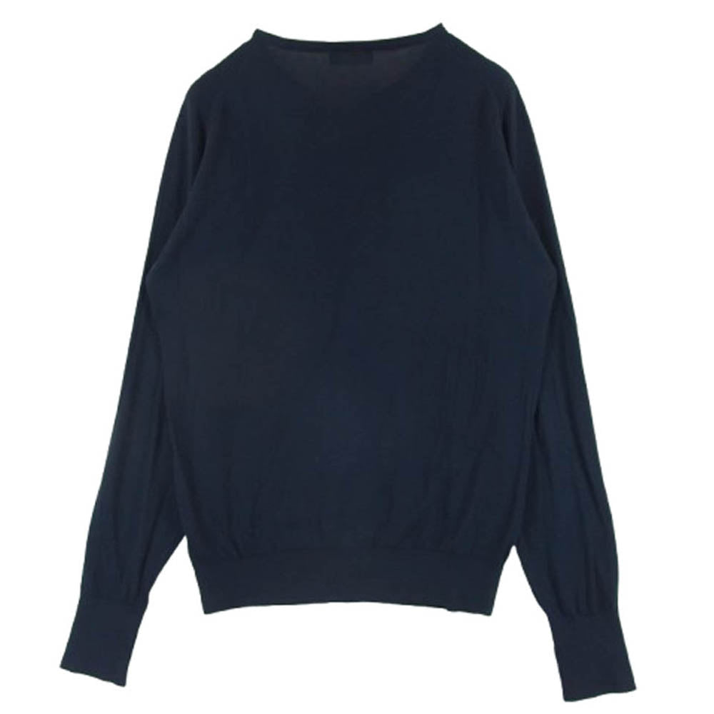 JOHN SMEDLEY ジョンスメドレー 英国製 クルーネック ニット セーター ダークネイビー系 S【中古】