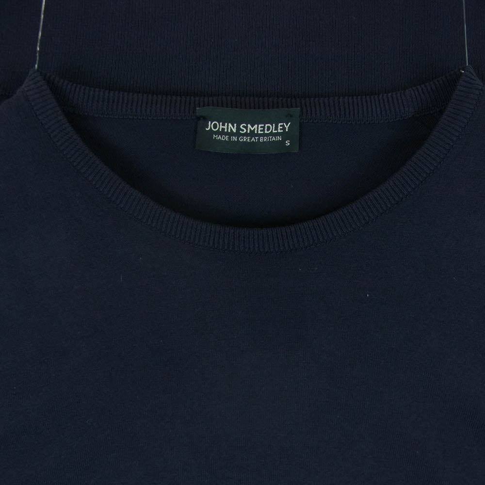 JOHN SMEDLEY ジョンスメドレー 英国製 クルーネック ニット セーター ダークネイビー系 S【中古】