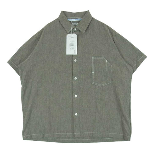 ネセサリー オア アンネセサリー Change Pocket  レギュラーカラー 半袖 シャツ グレー系 BLACK MIX M 2【中古】