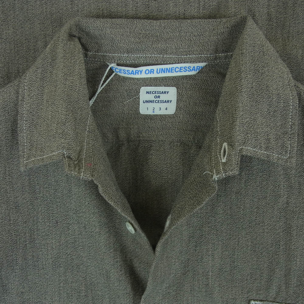 ネセサリー オア アンネセサリー Change Pocket  レギュラーカラー 半袖 シャツ グレー系 BLACK MIX M 2【中古】