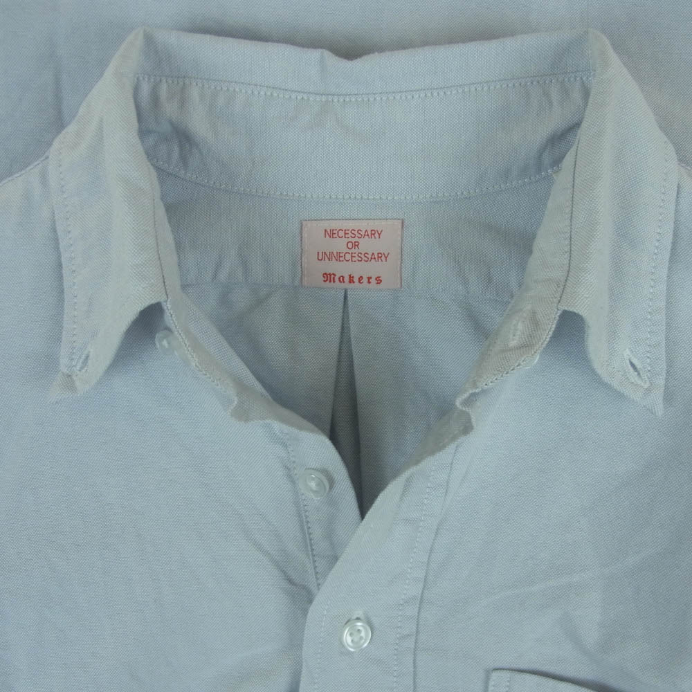 ネセサリー オア アンネセサリー プルオーバー コットン BD 長袖 シャツ ライトブルー系 15.5【中古】