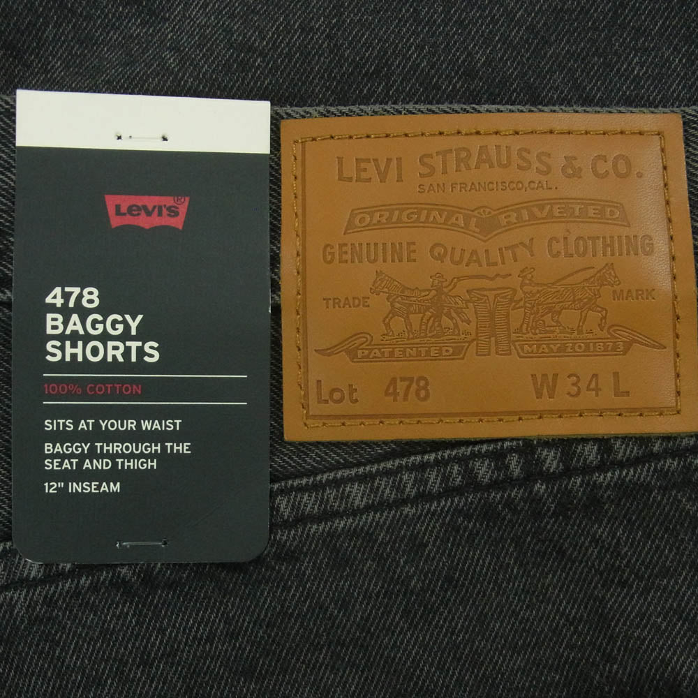 Levi's リーバイス 478 BAGGY SHORTS バギーショーツ ジッパーフライ デニム ショート パンツ グレー系 W34 L12【極上美品】【中古】