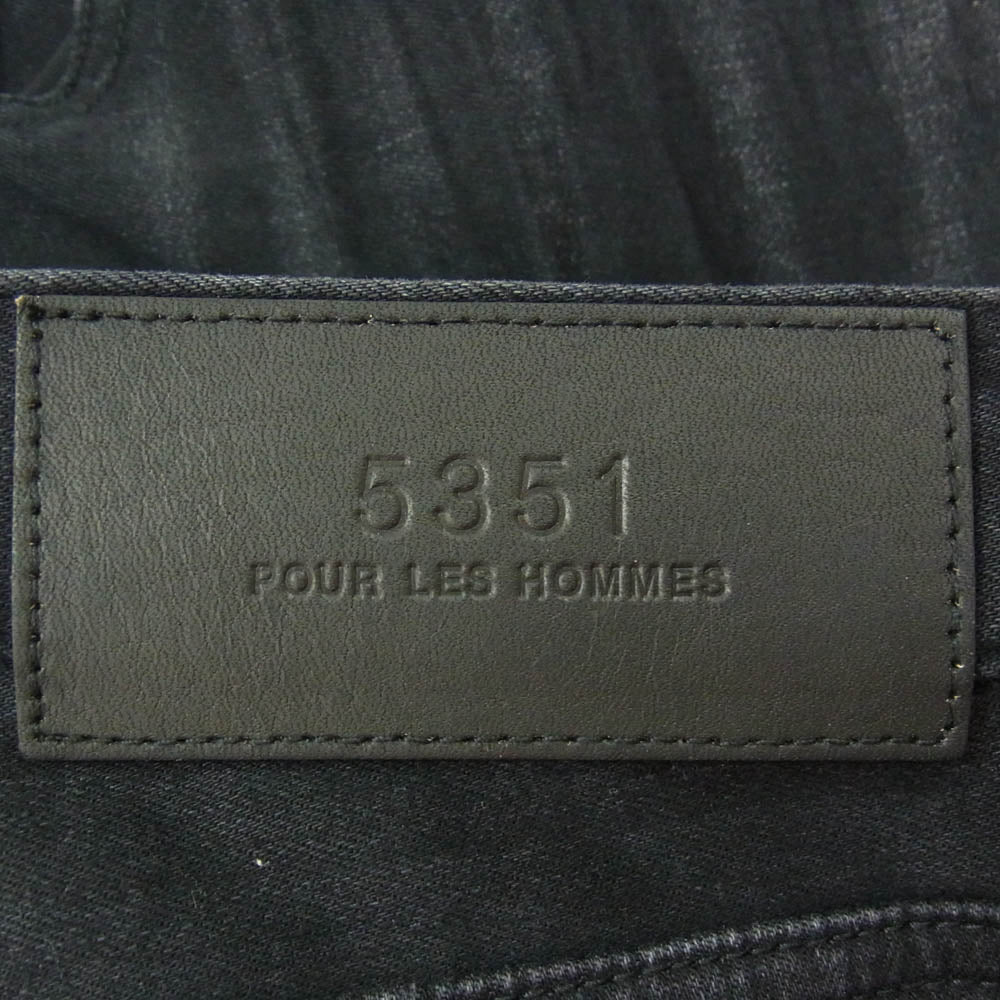 5351プールオム 5ポケット ボタンフライ ブラックデニム スリムフィット スキニー パンツ ブラック系 48【中古】