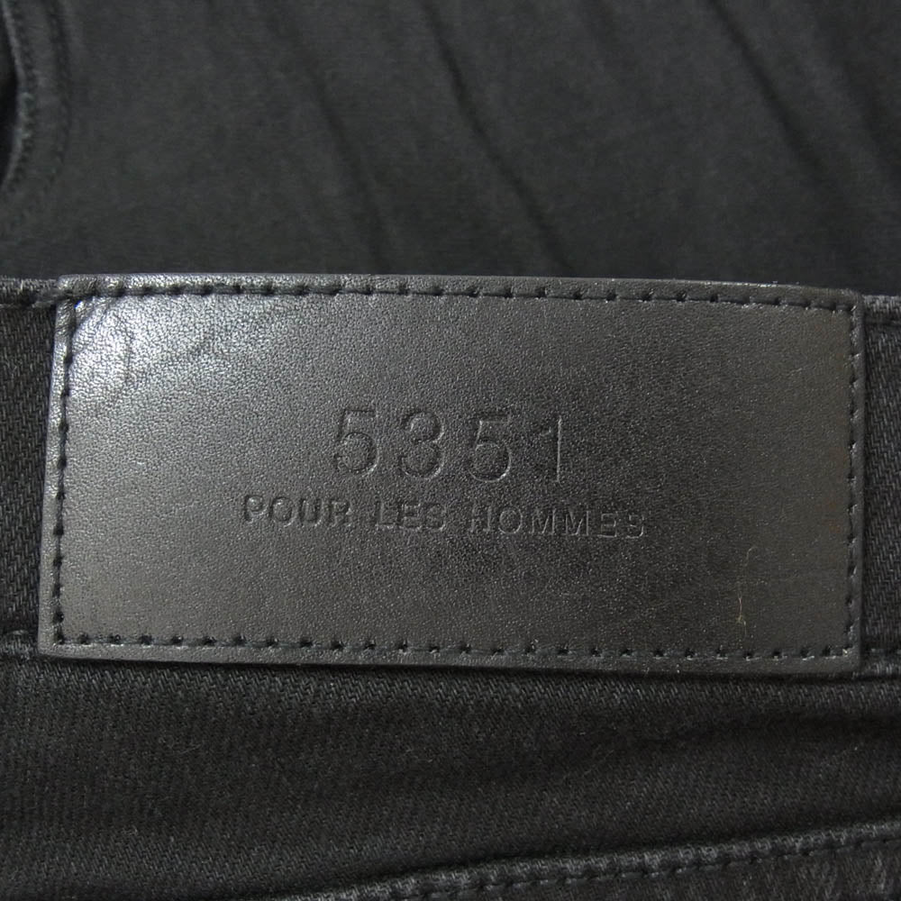5351プールオム 5ポケット ボタンフライ ブラックデニム スリムフィット スキニー パンツ ブラック系 48【中古】