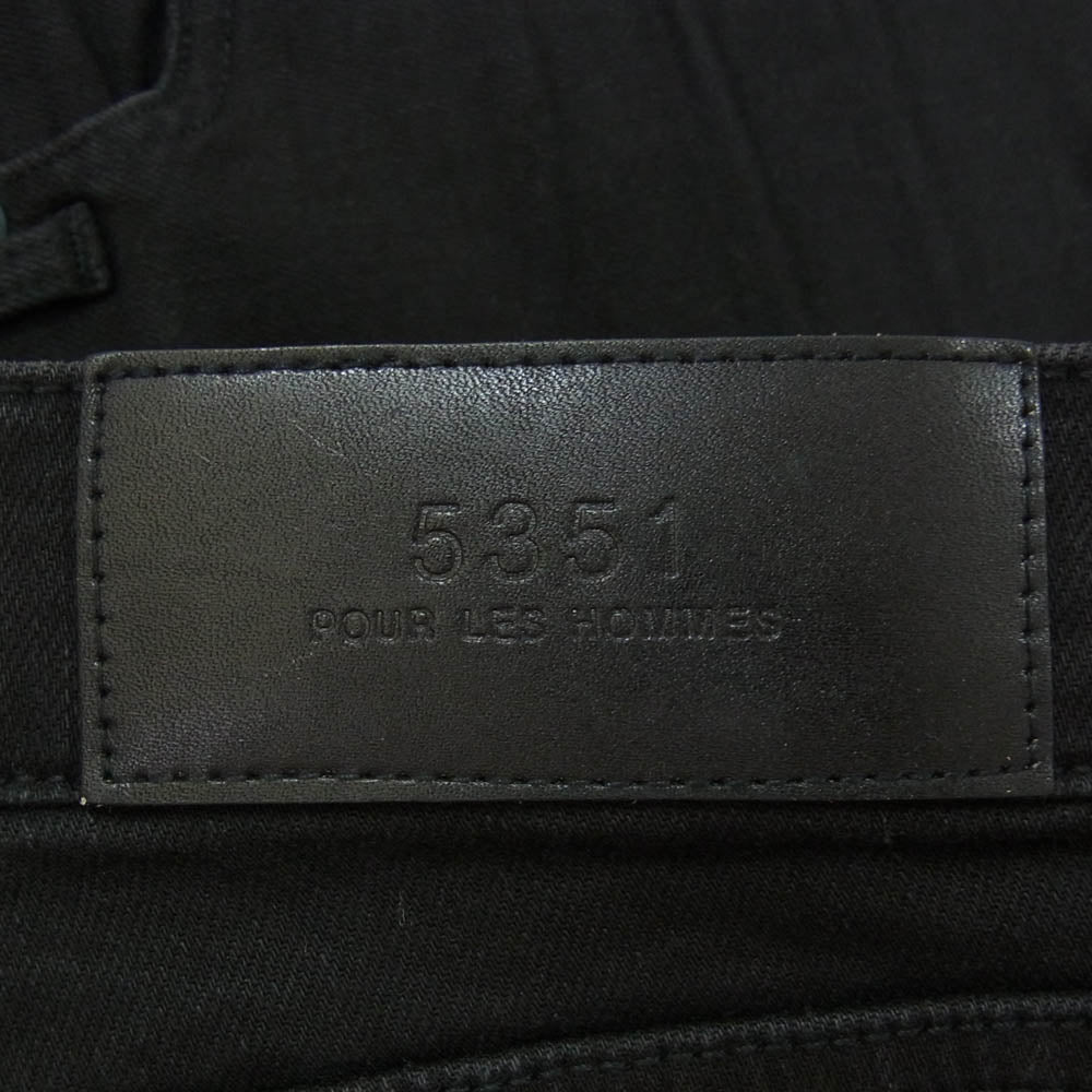 5351プールオム 5ポケット ボタンフライ ブラックデニム スリムフィット スキニー パンツ ブラック系 48【中古】