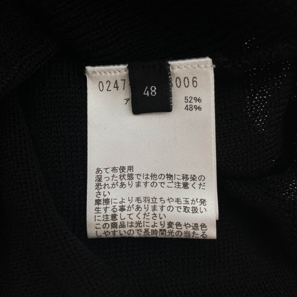 5351プールオム 0247-00-43006-2-3 バックアーガイル ドレープ ロング Vネック カーディガン ブラック系 48【美品】【中古】