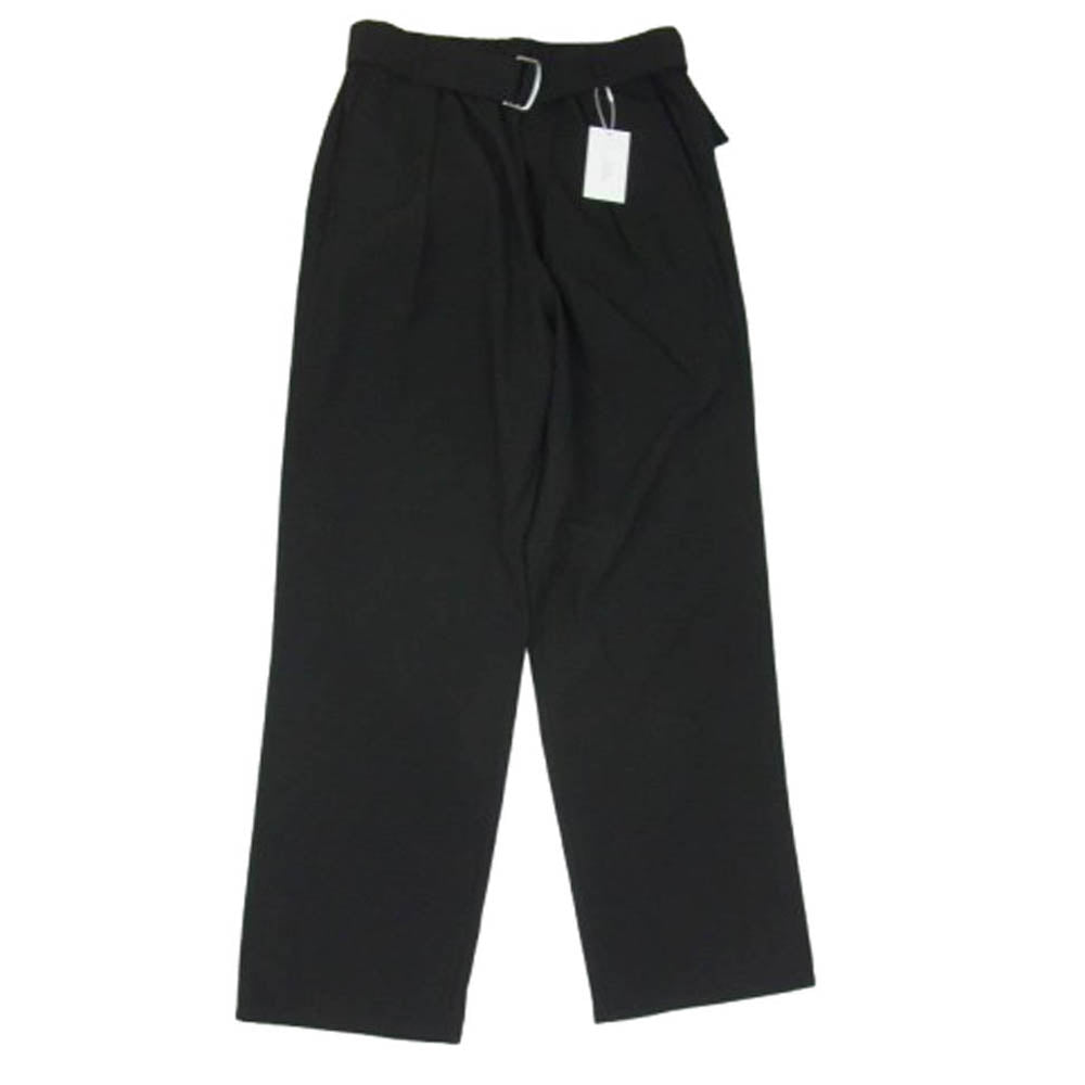 5351プールオム 0250-80-59000-2-2 ベルテッド 1タック 裾ジップ スラックスパンツ ブラック系 46【極上美品】【中古】