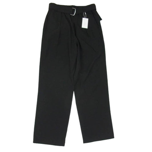 5351プールオム 0250-80-59000-2-2 ベルテッド 1タック 裾ジップ スラックスパンツ ブラック系 46【極上美品】【中古】