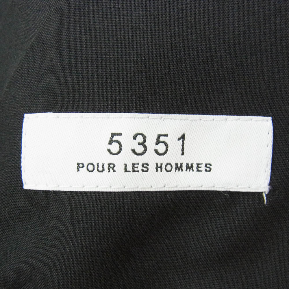 5351プールオム 0250-80-59000-2-2 ベルテッド 1タック 裾ジップ スラックスパンツ ブラック系 46【極上美品】【中古】