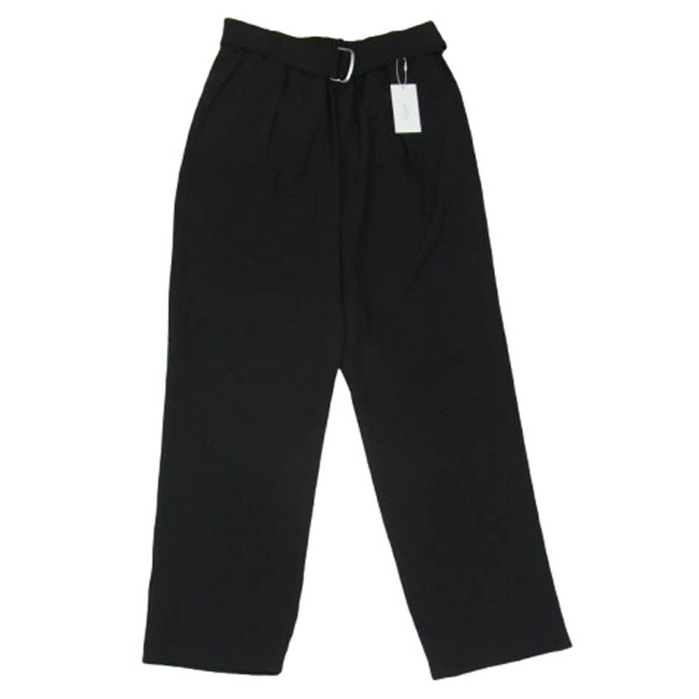 5351プールオム 0250-80-59000-2-2 ベルテッド 1タック 裾ジップ スラックスパンツ ブラック系 46【極上美品】【中古】