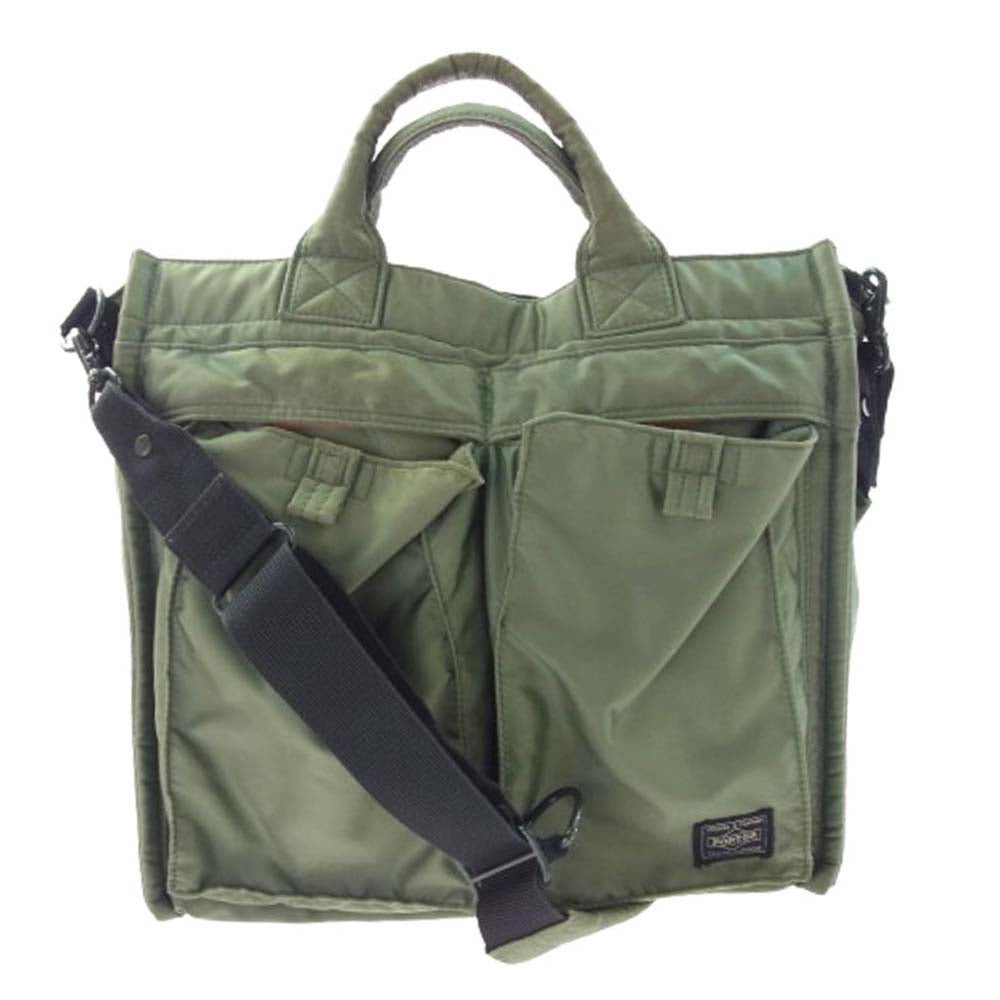 PORTER ポーター 376-26812 PX TANKER 2WAY VERTICAL TOTE BAG Mサイズ タンカー バーティカル トートバッグ ショルダーバッグ カーキ系【中古】