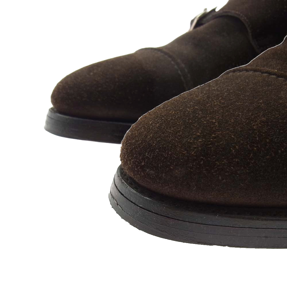 John Lobb ジョンロブ William モンクストラップ ダブルモンク ストレートチップ スエード レザー シューズ ブラウン系 7E【中古】