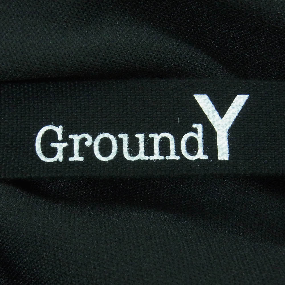 Yohji Yamamoto ヨウジヤマモト Ground Y グラウンドワイ POLYESTER SMOOTH PIPING WIDE PANTS ワイド パイピング トラック ライン パンツ ブラック系 03【極上美品】【中古】