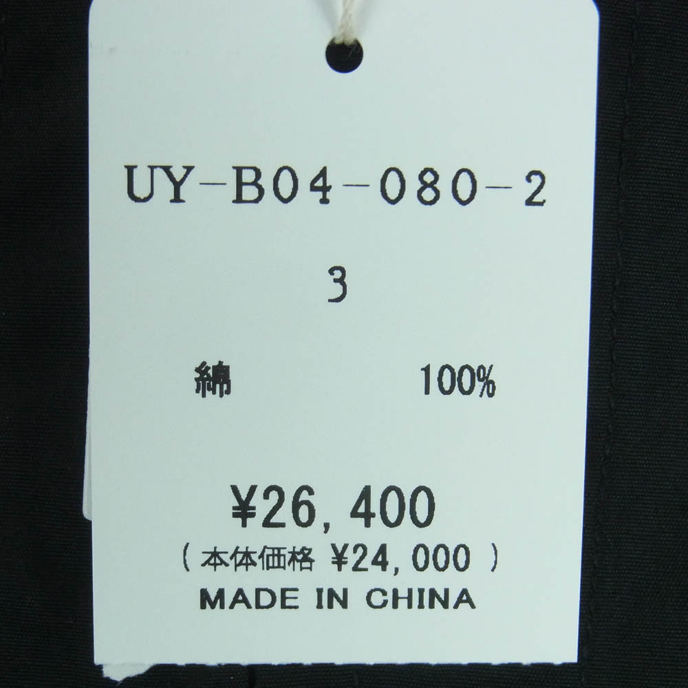 Yohji Yamamoto ヨウジヤマモト 24SS UY-B04-080-2 S'YTE サイト COTTON BROAD CLOTH STAND COLLAR SHIRTS フルジップ 長袖 シャツ ブラック系 3【極上美品】【中古】