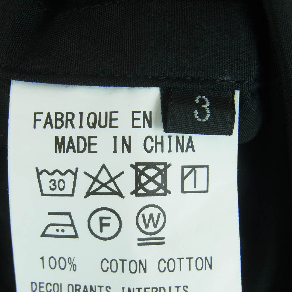 Yohji Yamamoto ヨウジヤマモト 24SS UY-B04-080-2 S'YTE サイト COTTON BROAD CLOTH STAND COLLAR SHIRTS フルジップ 長袖 シャツ ブラック系 3【極上美品】【中古】