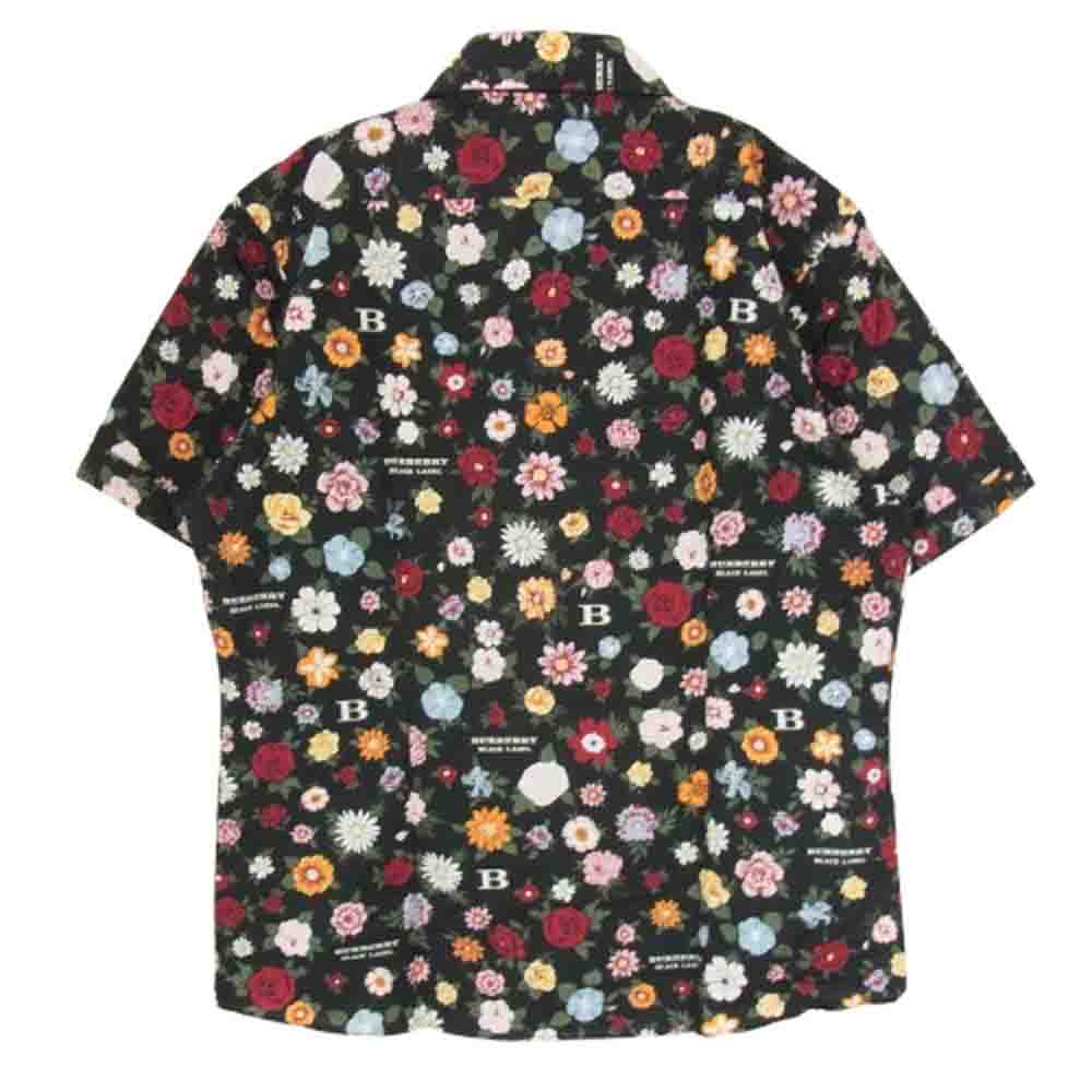 BURBERRY BLACK LABEL バーバリーブラックレーベル BMW45-418-09 総柄 花柄 レギュラーカラー 半袖 シャツ ブラック系 3【中古】
