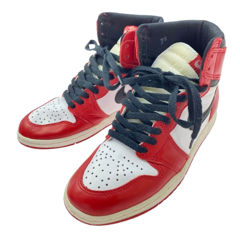 NIKE AIR JORDAN ナイキ ジョーダン 130207 101 AIR JORDAN 1 HIGH CHICAGO 1994年復刻 エアジョーダン1 ヴィンテージ レトロ ハイ シカゴ スニーカー レッド系 7.5【美品】【中古】