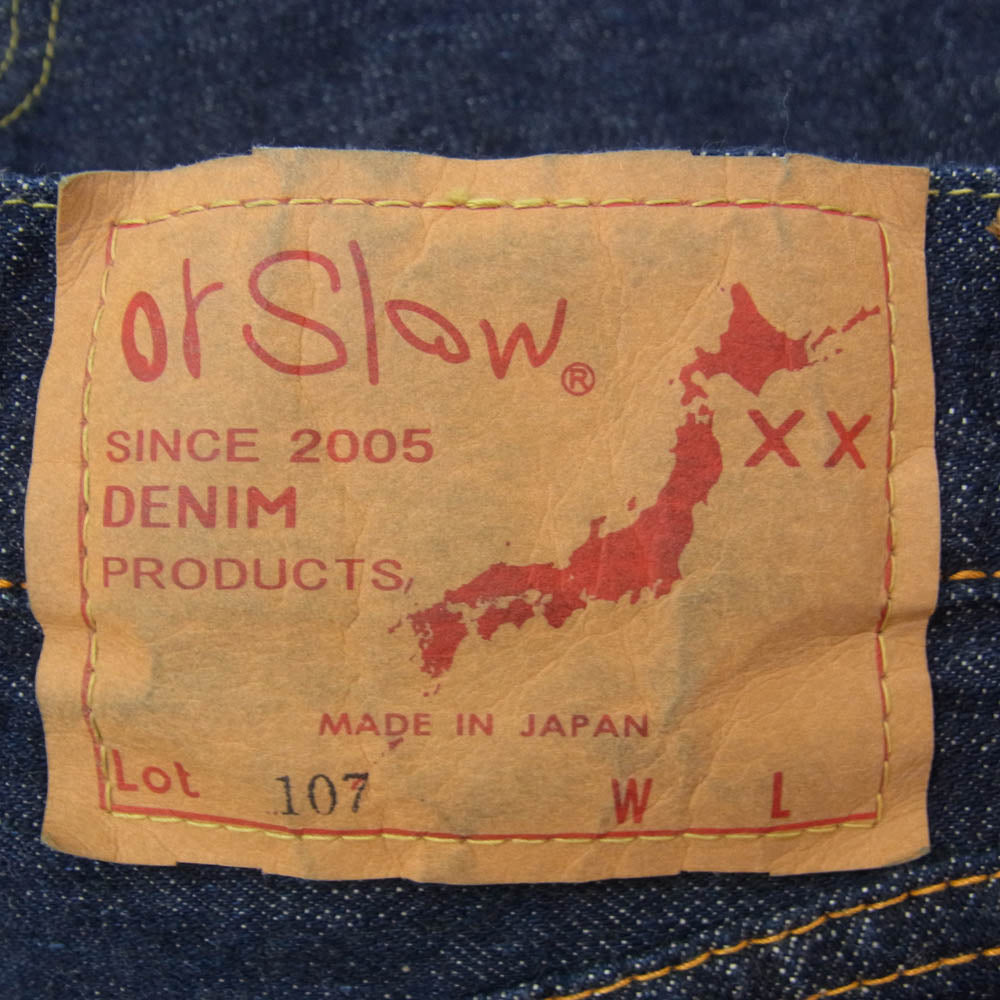 orSlow オアスロウ 107 IVY FIT SELVEDGE DENIM ONE WASH アイビー フィット セルビッチ ワンウォッシュ デニム パンツ インディゴブルー系 S【中古】
