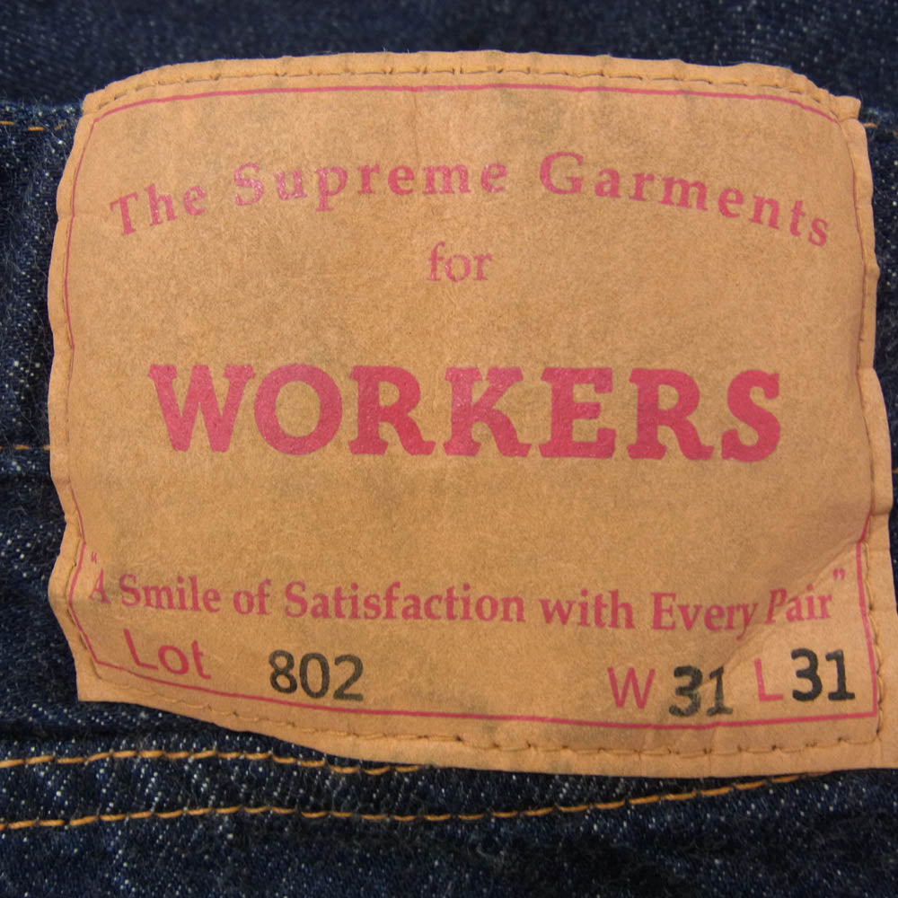 ワーカーズ 802 Slim Tapered Jeans スリム テーパード ジーンズ デニム パンツ インディゴブルー系 31【中古】