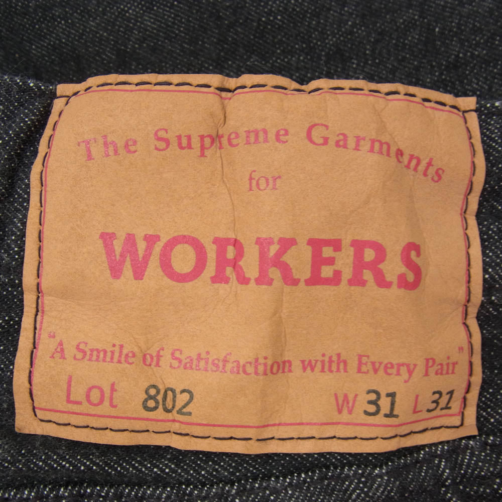 ワーカーズ 802 Slim Tapered Jeans スリム テーパード ジーンズ デニム パンツ グレー ブラック系 31【中古】