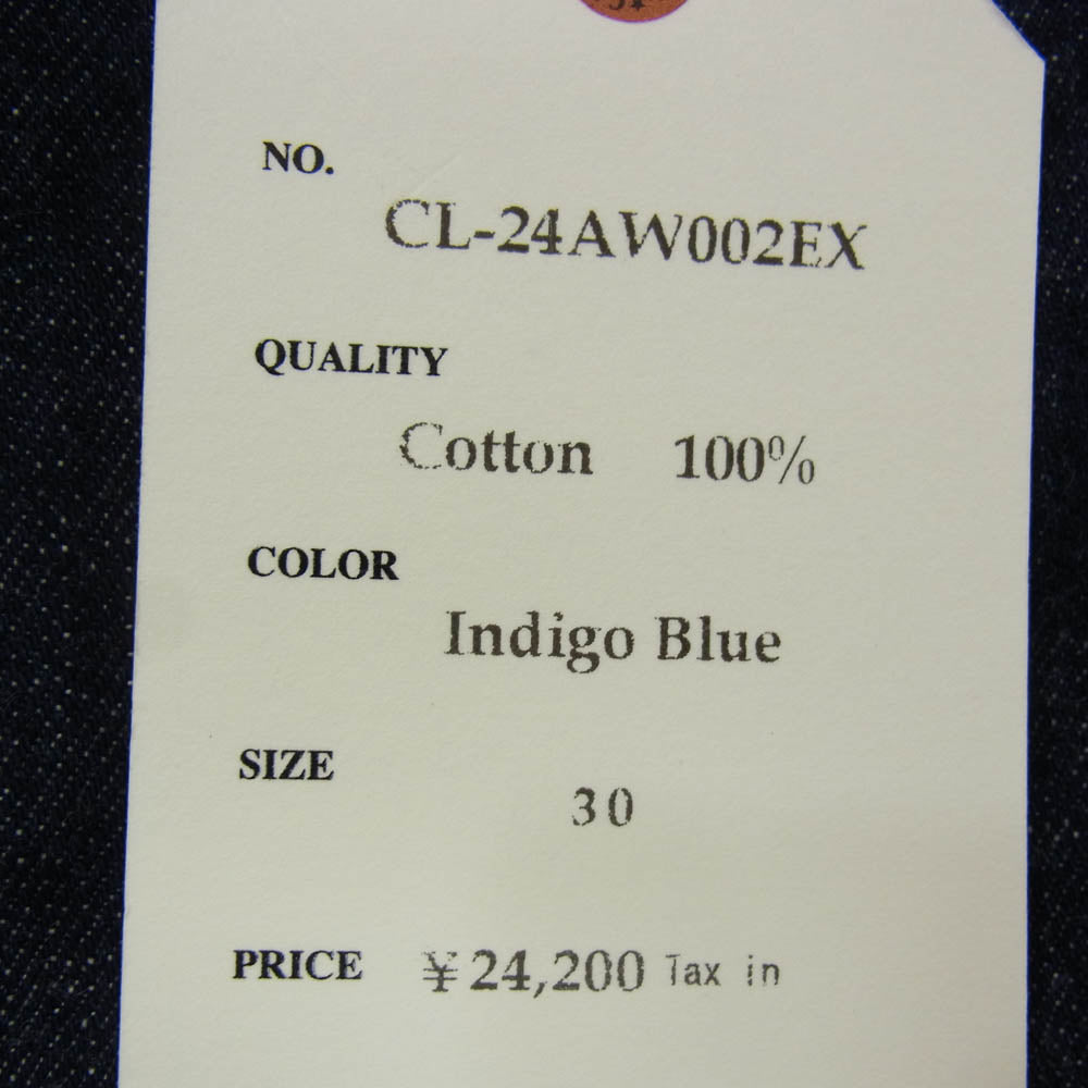 CALEE キャリー 24AW CL-24AW002EX VINTAGE REPRODUCT STRAIGHT DENIM PANTS 14oz ヴィンテージ リプロダクト ストレート デニム パンツ インディゴブルー系 30【極上美品】【中古】