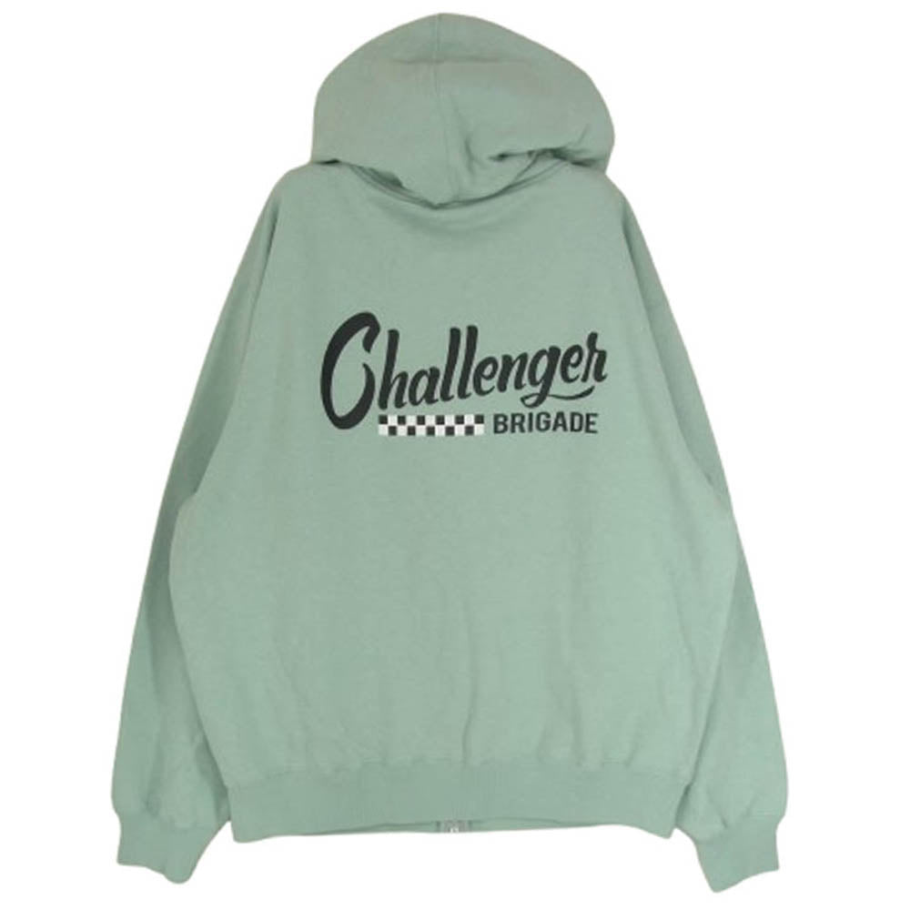 CHALLENGER チャレンジャー 25SS CLG-SW 025-003 CHECKER ZIP HOODIE チェッカー ロゴプリント ジップ パーカー ミント ライトグリーン系 S【新古品】【未使用】【中古】